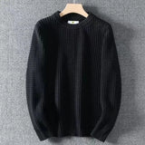 Ceekoo  New Autumn and Winter Fashion Simple Thread Round Neck Loose Relaxed Thickened Underlay Knitted Oversize Men's Sweater