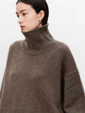 Ceekoo  High-end soft waxy turtleneck 100%cashmere sweater women's loose thickened sweater base wool sweater