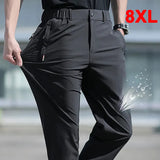 Ceekoo  Summer Cool Pants Men Ice Silk Pants Stretch Breathable Straight Leg Pant Plus Szie 8XL Quick Dry Elastic Waist Trousers Slim