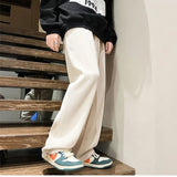 Ceekoo Autumn Corduroy Straight Trousers Men Loose Solid Casual Drape Trousers Harajuku Fashion Drawstring Street Wide Leg Sweatpant