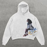 Ceekoo  -  Y2K Womens and Mens Gothic Punk Print White Hoodies Street Fashion Hip Hop Retro Harajuku Loose Hooded Sweatshirt Winter Clothes