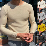 Ceekoo  -  Mens Casual O-Neck Solid Sweater Spring Fashion Knitted Pullover Tops For Men New Long Sleeve Shirt Streetwear