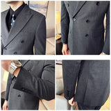 Ceekoo M-6XL Blazer Vest Pants High -end Brand Gray Black Men's Casual Business Double -breasted Suit Groom's Wedding Slim Men's Suit