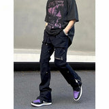 Ceekoo Jeans Men Y2k Black Fashion Wide Leg Denim Pants for Men Casual Streetwear Hip Hop Straight Baggy Jeans Stylish