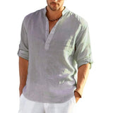 Ceekoo 12 Colors!New Men's Linen Long Sleeve Shirt Solid Color Casual Cotton Linen Shirts Tops S-5XL Hawaiian shirts