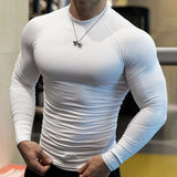 Ceekoo  -  Men Shaping Sports Fitness Casual Long Sleeve Tops New Genderless Tight Fit Solid Color High Collar Training Clothes Unisex