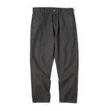 Ceekoo  -  Retro 12.8oz Grey Striped Jeans Straight Fit Zip Fly with Pockets Versatile Herringbone Trousers for Men's Autumn