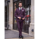 Ceekoo  -  Purple Men Suits 2 Piece Chic Double Breasted Peak Lapel Outfits Fashion Business Casual Slim Groom Wedding Party Tuxedo