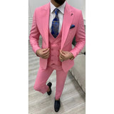 Ceekoo  -  New Wedding Men Suits Solid Color Peaked Lapel Business Casual Formal Costume Homme Slim Fit 3 Pcs Set Jacket Vest Pants