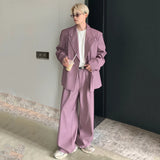 Ceekoo  -  Fashion Elegant Suits Men Two Piece Trend Set Niche Design Korean Shoulder Pad Coat Male Loose Wide Leg Pants