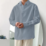 Ceekoo Men Shirt Lapel Long Sleeve Loose Solid Color Korean Casual Men Clothing Stylish Streetwear Leisure Shirts S-5XL
