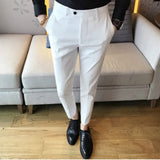 Ceekoo Fashion Boutique Solid Color Business Mens Formal Suit Pants Groom Wedding Dress Pants Slim Male Trousers