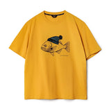 Ceekoo  -  Retro Deep Sea Fish Flocked Print T-shirt Animal Pattern Round Neck Short-sleeved Tops for Men's Summer Tee