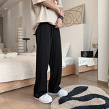 Ceekoo Summer Pleated Pants Men Oversized Gray Black Casual Trousers Men Japanese Streetwear Loose Wide Leg Pants Mens Ice Silk Pants