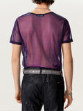 Ceekoo Mens See-through Two-tone Short Sleeved T-Shirts