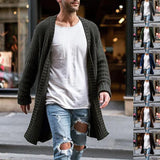 Ceekoo  -  Men Knit Cardigans Sweater Coats Fashion Trench Solid Color Open Front  Long Sweaters Coat Male Clothes