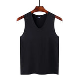 Ceekoo Male Summer Ice Silk T-Shirts Sleeveless V-Neck Vest Tank Top Breathable Cool Sports Undershirt Casual Gyms Running Vest M-5XL