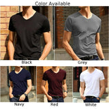 Ceekoo Casual Men's Short Sleeve Ice Silk Cotton Trackless V-Neck T-Shirt Slim Fit Basic Homewear T Shirts Tee Tops Male Clothing