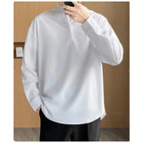 Ceekoo  Men Shirts Spring Stand-up Collar Pullover Loose Long-sleeved Shirt Korean Version Trend Casual Men's Oversized Clothing B0082