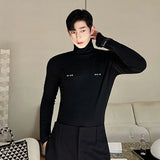 Ceekoo  -  Slim Male Long Sleeve T-shirts Autumn New Versatile Detachable Breastpin Fashion Niche Design Korean Underlay Tops 9C1590