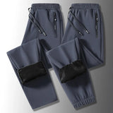 Ceekoo Men's Winter Warm Padded Sports Pants Waterproof Outdoor Rushing Pants Casual Loose Drawstring Thick Large Size Jogging Pants