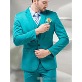 Ceekoo  -  Green Blue Groom Tuxedos Reverse Cran Men Suits Turquoise Groom Wedding Dinner Best Man Suits (Jacket + Pants + Tie + Vest)