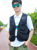 Ceekoo Man Pocket Vest fishing outdoor vest summer travel oversize jacket