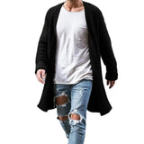 Ceekoo  -  Men Knit Cardigans Sweater Coats Fashion Trench Solid Color Open Front  Long Sweaters Coat Male Clothes