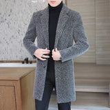 Ceekoo  -  fashion suits for men High-end Feel Men Fashion Handsome All Woolen Coat Suit Collar Long Trench Coat Woolen Coat Thick Casual  Winter Jacket Men