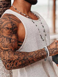 Ceekoo  -  Vintage Ripped Solid Knitted Tank Tops Men Summer Fashion Slit Design Vest Shirt Sleeveless Loose O-Neck Pullover Top Men Casual