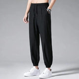 ceekoo Men Jogging Sweatpants Summer Ice Silk Quick-Dry Running Tracksuit Sport Trousers Oversized Wide Leg Drawstring Casual Pants 8XL