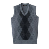 Ceekoo New Fashion V Neck Vest  Pullover Diamond Sweater Designer Brand Men Knitted Sleeveless Autum Casual Men Clothing A28