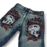 Ceekoo  -  Goth Hip Hop Oversized Skull Embroidery Pattern Y2k Baggy Jeans New Men and Women Straight Black Jeans Retro Casual Denim Pants