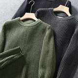 Ceekoo  New Autumn and Winter Fashion Simple Thread Round Neck Loose Relaxed Thickened Underlay Knitted Oversize Men's Sweater