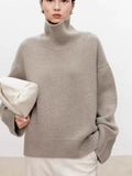 Ceekoo  High-end soft waxy turtleneck 100%cashmere sweater women's loose thickened sweater base wool sweater