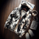 Ceekoo Winter Warm Plus Fleece Faux Fur Fox Fur Casual Mens Hooded Jacket Thick Boutique Fashionable Male Slim Coats Size S-5XL