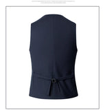 Ceekoo  Elegant gentleman slim suit waistcoat men's vest gray black navy blue casual fashion V-neck work style