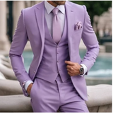 Ceekoo  -  Fashion Light Purple Suit For Men Business Prom Single Breasted Peak Lapel Two-pieces (Jacket+Pants) Trajes Para Hombre Chic