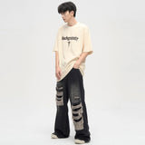 Ceekoo  -  baggy jeans Men's Ripped Black Jeans Harajuku Wide Leg Pants Denim Baggy Y2K Cargo Pants Streetwear Koean Style Clothes Gothic