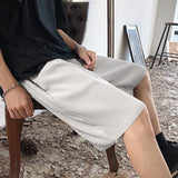 Ceekoo NEW Striped Shorts Men And Women Elastic Waist Solid Loose Wide Leg Sportswear Pleated Drawstring Mens Shorts Casual Sweatshorts