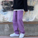 Ceekoo Harajuku Style Straight Jeans Men's Y2k Streetwear Trend Green Purple Trousers Casual Baggy Wide Leg Jeans Denim Pants