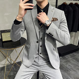 Ceekoo  -  fashion suits for men Men's Suit Jacket Vest Pants Fashion Boutique Plaid Casual Business Male Groom Wedding Tuxedo Dress 3 Pieces Set Blazers Coat