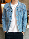 Ceekoo Autumn New High-end Brand Male Fashion Boutique Blue Slim Casual Denim Jacket Trendy Thin Mens Denim Coat Cowboy