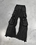 Ceekoo  -  New Gothic Retro Jeans for Men Wide Leg Straight Black Y2k Baggy Jeans Harajuku Hip Hop High Waist Denim Pants Streetwear