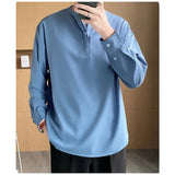 Ceekoo  Men Shirts Spring Stand-up Collar Pullover Loose Long-sleeved Shirt Korean Version Trend Casual Men's Oversized Clothing B0082