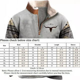 Ceekoo  -  Autumn Winter Men's Fleece Warm Tactical Sweatshirt Retro Printed Long Sleeve Semi-zipper Stand Collar Hooded Pullover Sweater