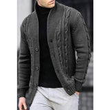 Ceekoo  -  Men's Knitted Twist Cardigan Sweater, Long Sleeve, black Knit Jacket, Men's Coat, Casual Knitwear, Autumn, Winter Clothing,