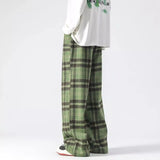 Ceekoo  -  baggy jeans Men's Y2K Baggy Plaid Pants Wide Leg Pants Harajuku Trousers Tweed Casual Korean Autumn Clothes