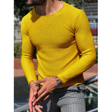 Ceekoo  -  Mens Casual O-Neck Solid Sweater Spring Fashion Knitted Pullover Tops For Men New Long Sleeve Shirt Streetwear