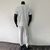 Ceekoo  -  Mens Slim Casual T-Shirt Wide Leg Pants Two-Piece Set Genderless New Basic Versatile Solid Color Simple Suit Unisex